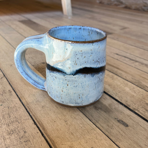 Cassidy Lynne Rude Pottery - Blue Speckled with Dark Wave Mug