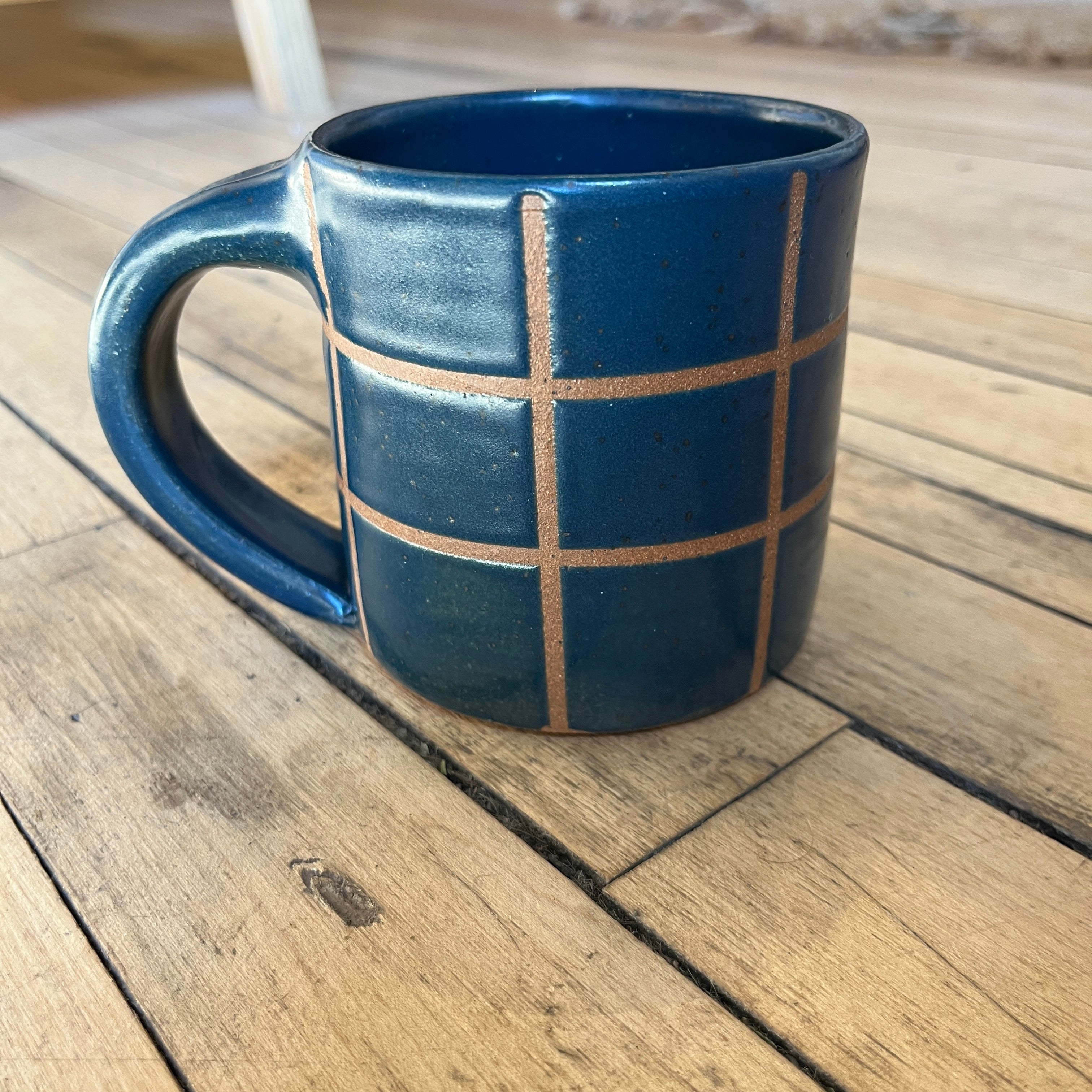 Cassidy Lynne Rude Pottery - Dark Blue Grid Mug