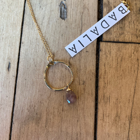 Circle with Spinel Pendant Necklace