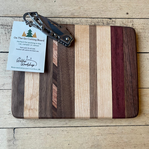On-The-Go Cutting Board w/ Knife - Stripe Design by The Wilder Woodshop Wholesale
