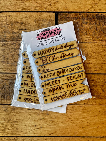 Wooden Reusable "Holiday Gift Tag Set" by Handmade By Hammero