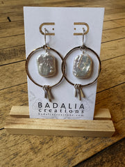 Gold Hoop with Pearl 14K Earrings by Badalia Creations