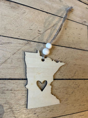 "Minnesota Ornament Heart Cut Out" - Handmade by Hammero