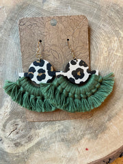 "Cheetah Macramé Earrings - Forest Green" by Naturally Knotty