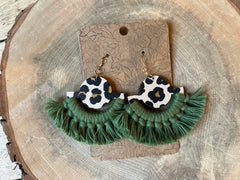 "Cheetah Macramé Earrings - Forest Green" by Naturally Knotty
