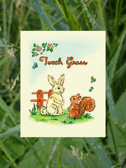 "Touch Grass" Bunny + Squirrel Print by Everyday Antonia Mae