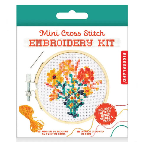 "Flowers" Minicross Stitch Embroidery by Kikkerland
