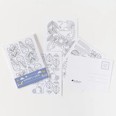 "Wonders + Wilds Coloring Postcards - Set of 14" by Oh, Little Wren