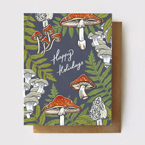 Happy Holidays Mushroom Card by Root & Branch