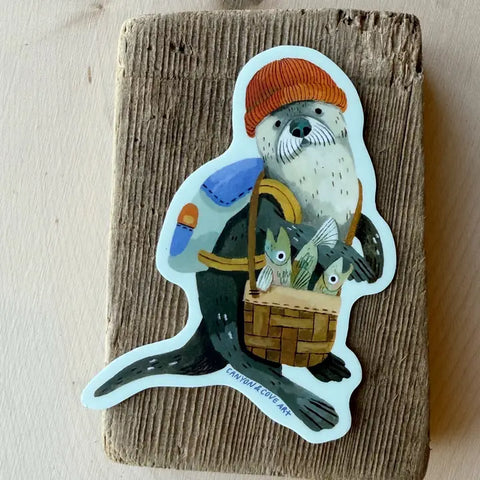 "Fishing Otter" Sticker by Canyon & Cove