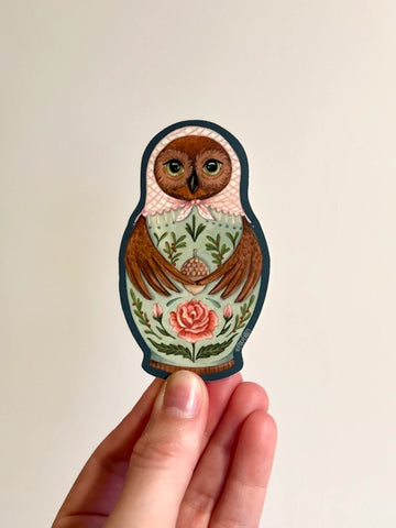 "Folk Owl" Sticker by Fox & Fables
