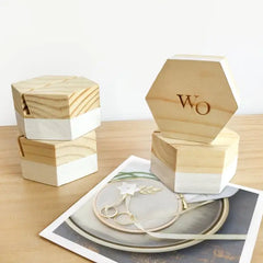 "White Dipped Hexagon" Photo Holder by Wooden Objects