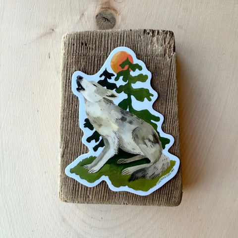 "Howling Wolf" Sticker by Canyon and Cove