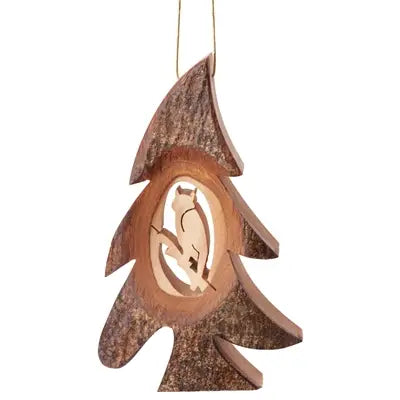 "Bark Tree with Owl" Ornament by Earthwood