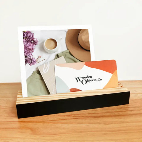 "Black Bar" Wooden Picture Card Holder by Wooden Objects