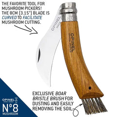 No. 8 Mushroom Oak Knife + Sheath Gift by Opinel