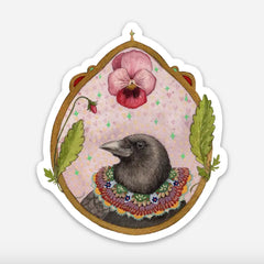 Crow of Pansies Sticker by Polanshek of the Hills