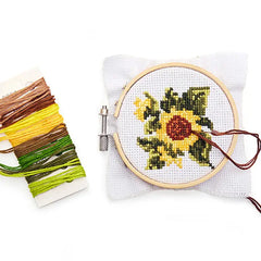 "Sunflower" Mini Cross Stitch Embroidery Kit by Kikkerland