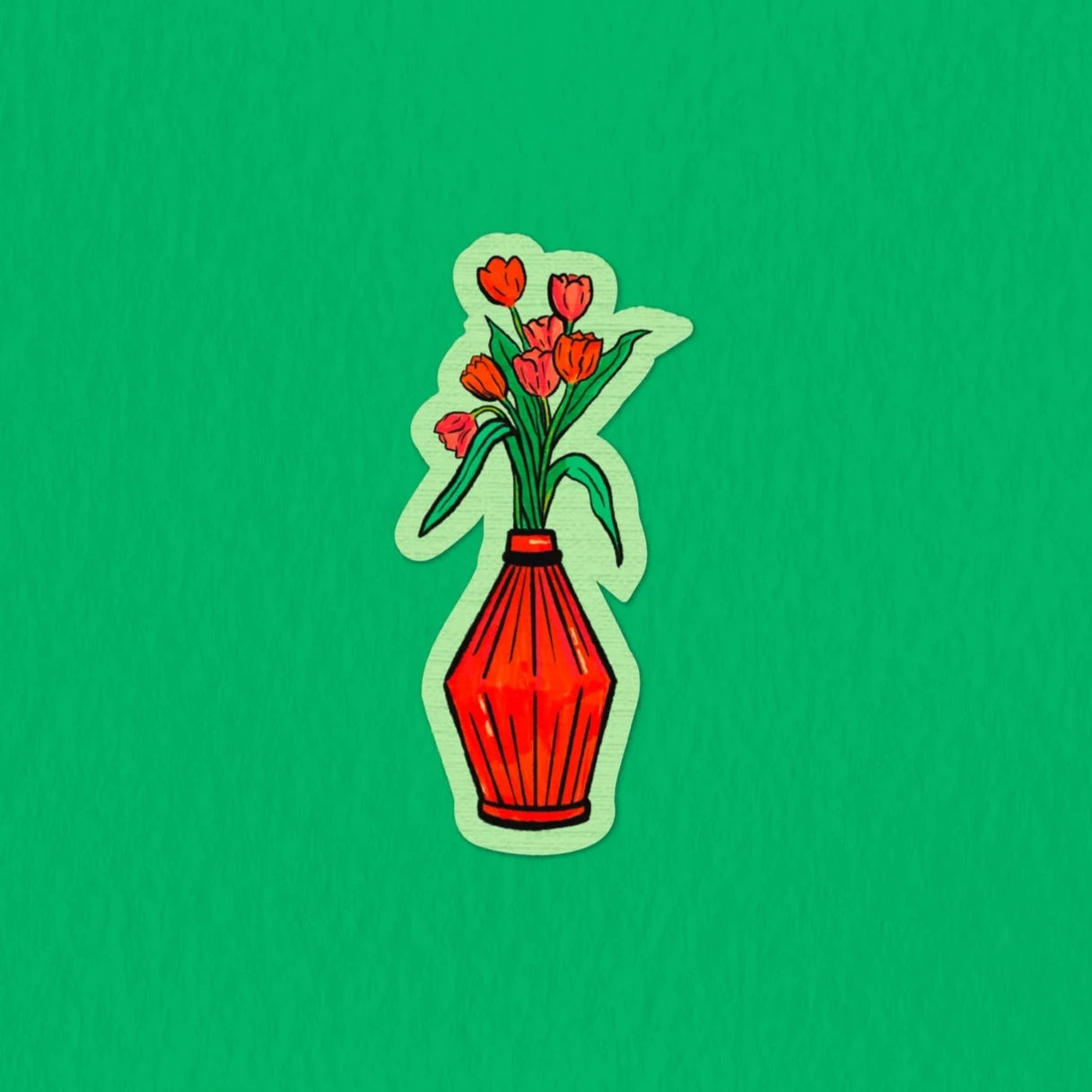 Everyday Antonia Mae - Red Tulip Vase Sticker