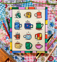 Mugs! Mugs! Mugs! Print by Everyday Antonia Mae