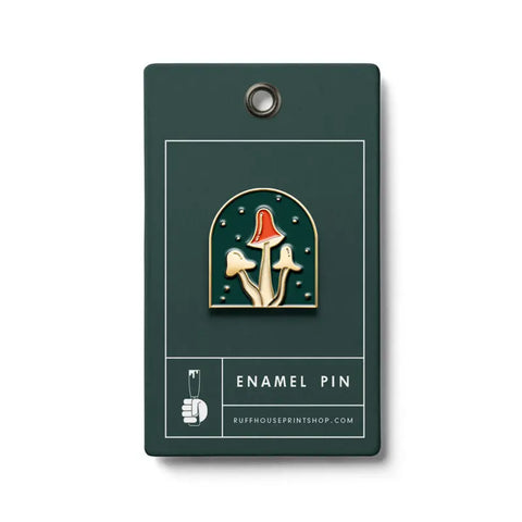 "Mushroom Enamel Pin" by Ruff House Print Shop