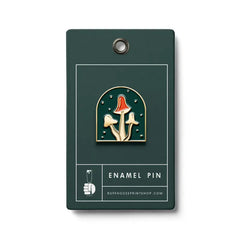 "Mushroom Enamel Pin" by Ruff House Print Shop