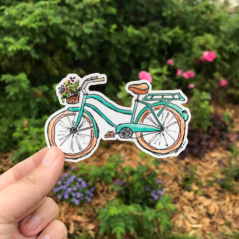 SJ Nielsen - Teal Bike Sticker