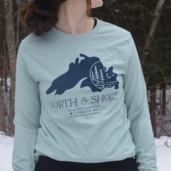 Lake Superior with North & Shore Icon - Adult Long-Sleeve Shirt
