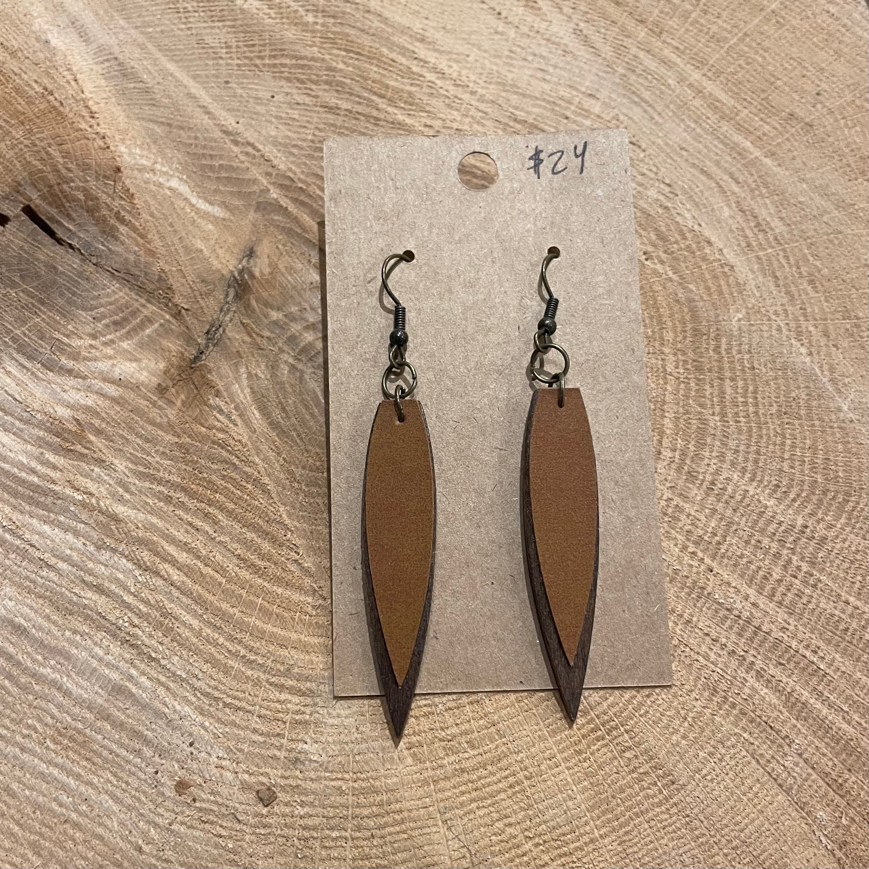 Wood & Leather Earrings