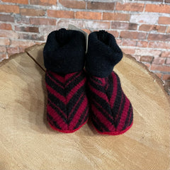 Wooly Wearables Infant Slippers - Red & Black