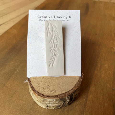 White Clay Hair Clip with Sprig Design