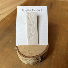 White Clay Hair Clip with Sprig Design