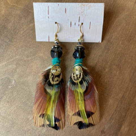 Feather & Gold Earrings