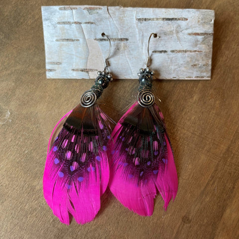 Pink Feather Earrings