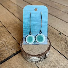 Large Blue and White Crackle Dangle Earrings