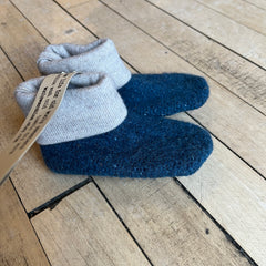 Wooly Wearables Toddler Slippers - Navy & Beige