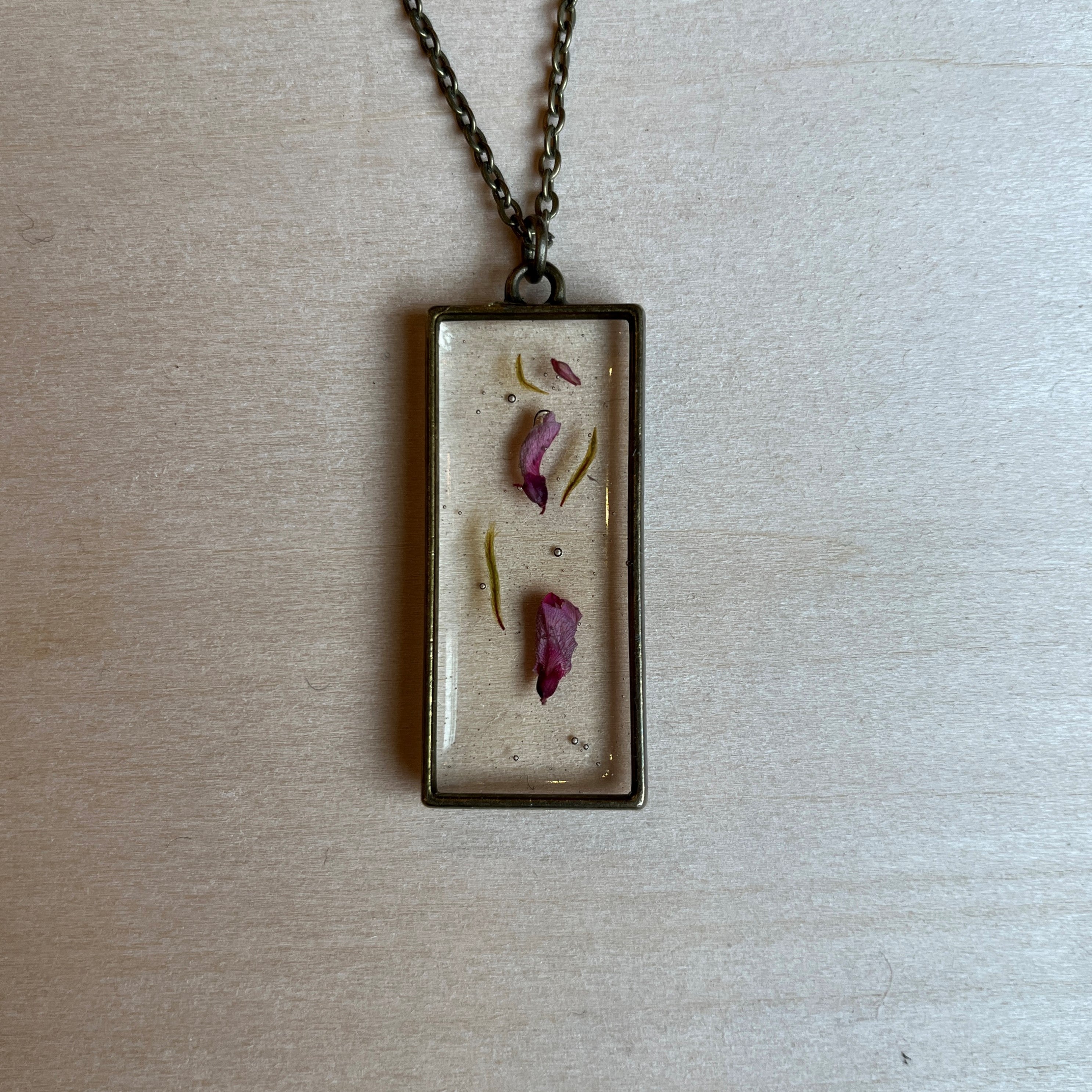 Eastern Red Bud  Flower Resin Necklace