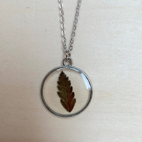 Circle Fern Resin Necklace