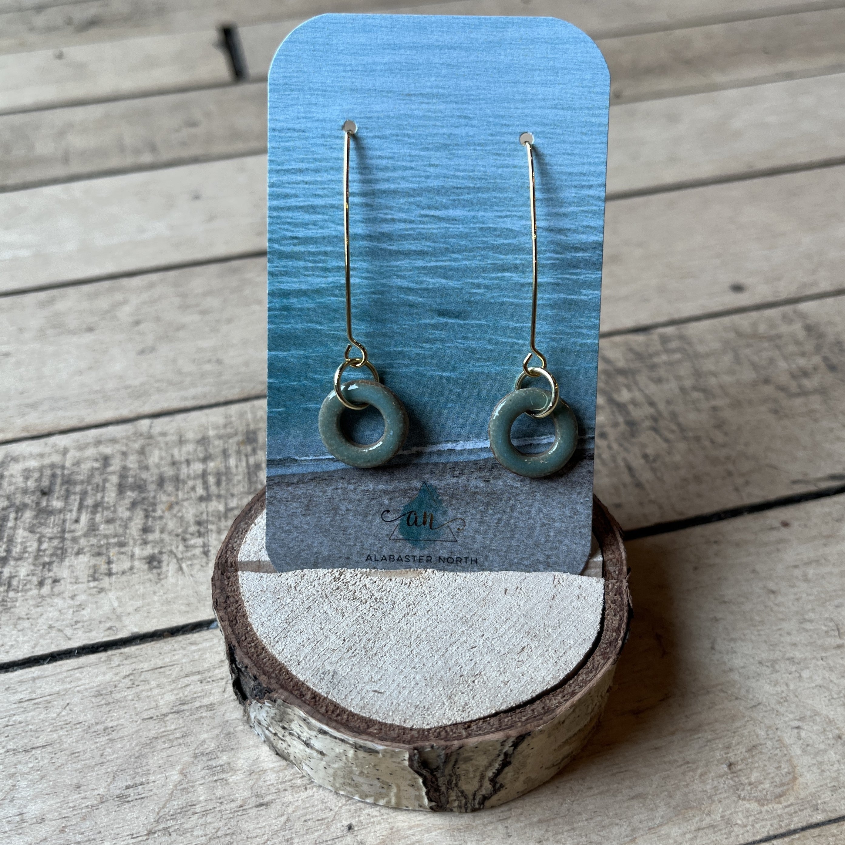 Blue Ring Dangle Earrings