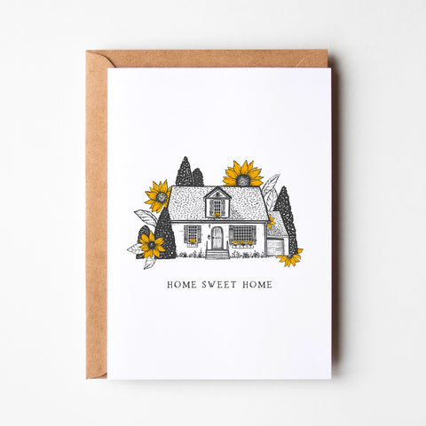 Home Sweet Home Sunflower House Card